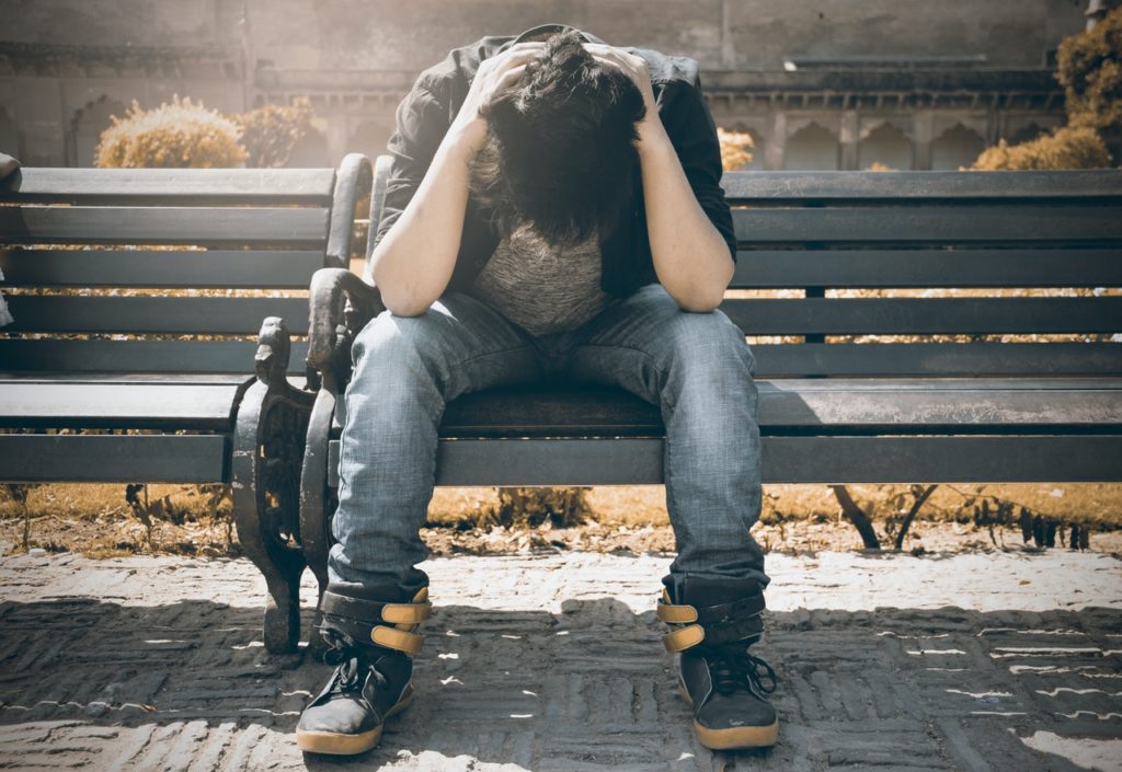 man in despair over fentanyl